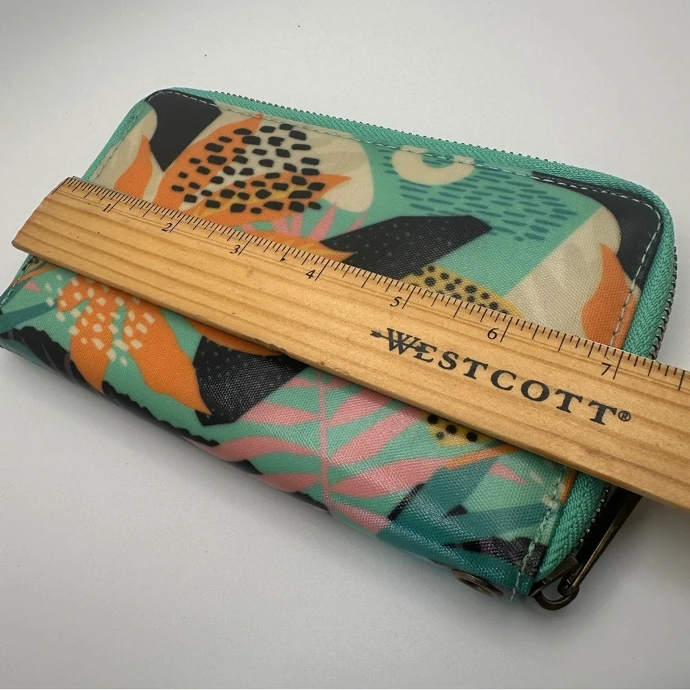 Wander Vibrant Tropical Artistic Print Zippered Wallet Abstract Floral Motifs - Picture 4 of 15